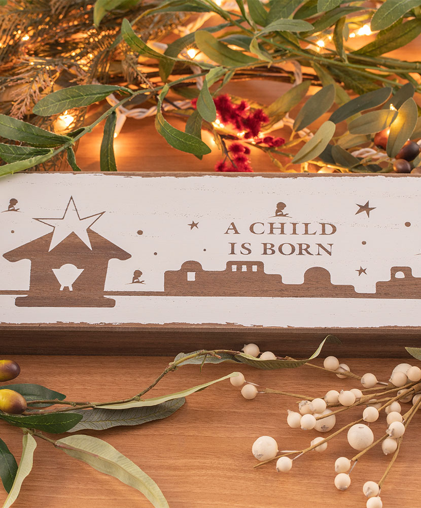 A Child is Born Nativity Box Sign